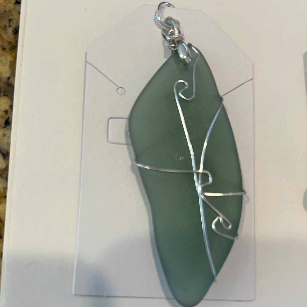 Genuine Sea Glass Wire Wrapped Pendant